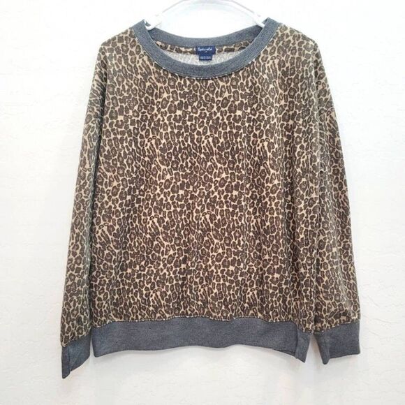 Splendid Leopard Animal Print Sweater Long Sleeve Crew Neck Pullover SIZE SMALL - Picture 1 of 6